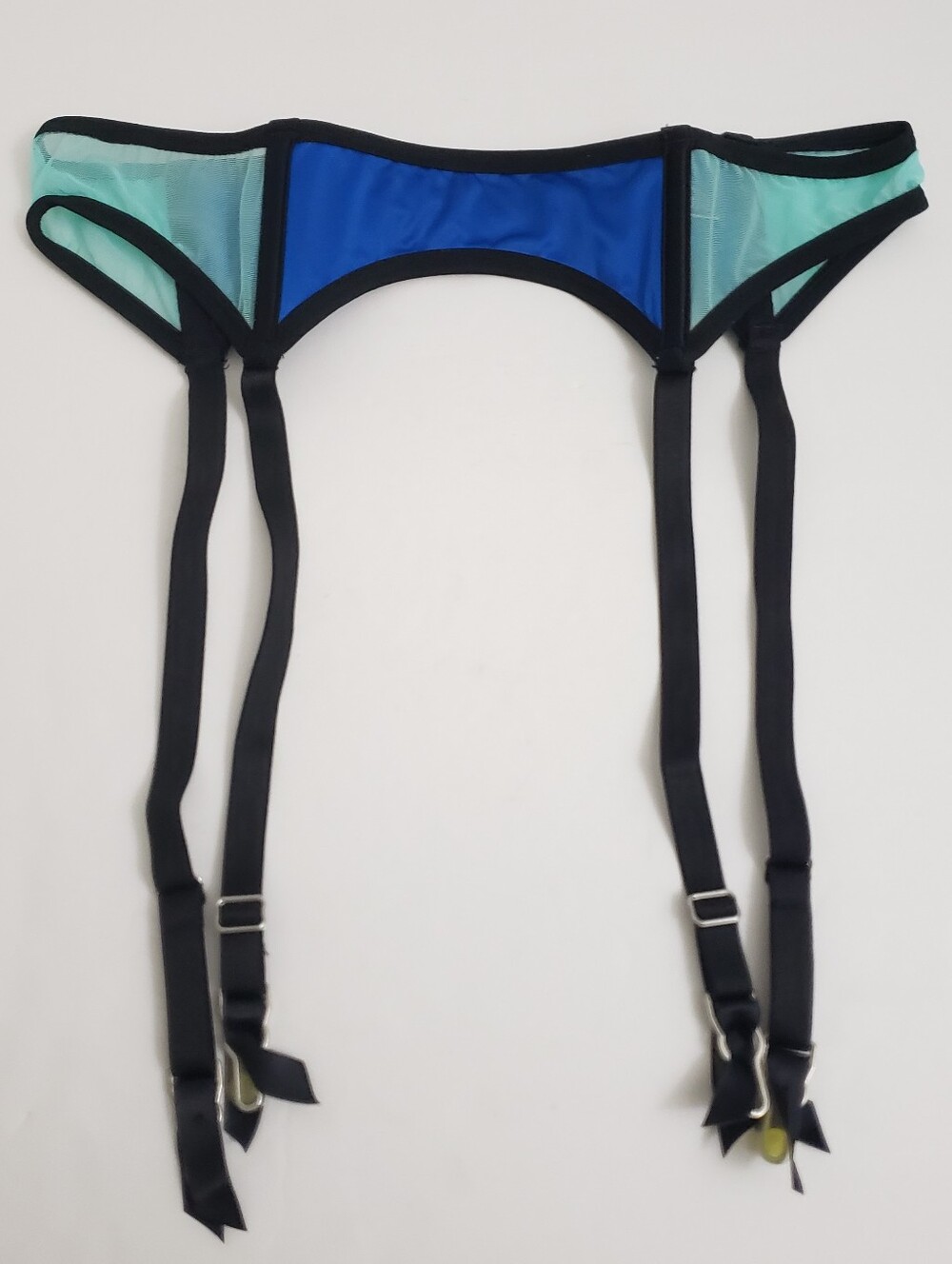 XS/S NWT Victoria's Secret Blue Teal Black Colorblock Garter Belt